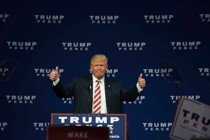 487546267 featured image Man giving thumbs up at Trump Pence rally