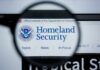 Magnifying glass showing Homeland Security website