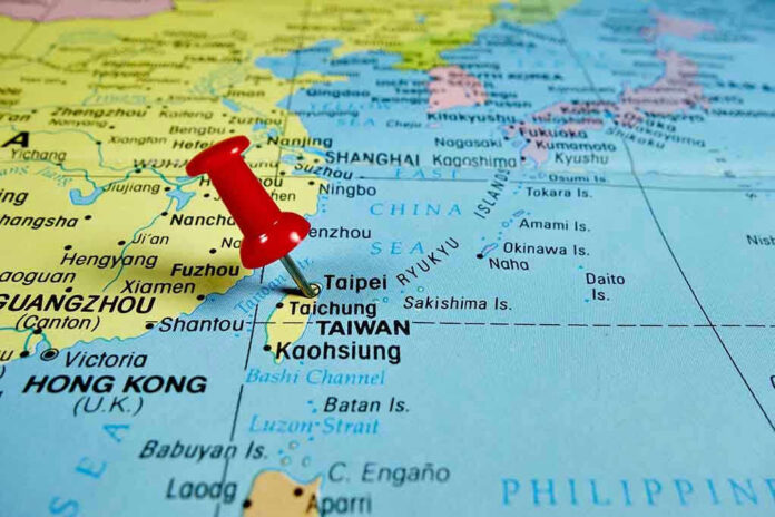 Red pushpin on map of Taiwan
