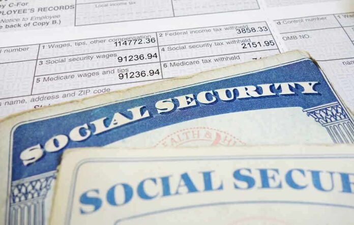 Close-up of social security cards and tax documents showing financial information