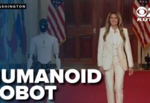 Melania Trump Push Ignites Classroom AI Fight First lady Melania Trump & humanoid robot at AI education