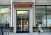 Wells Fargo bank branch entrance on a city street