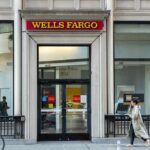 Wells Fargo bank branch entrance on a city street