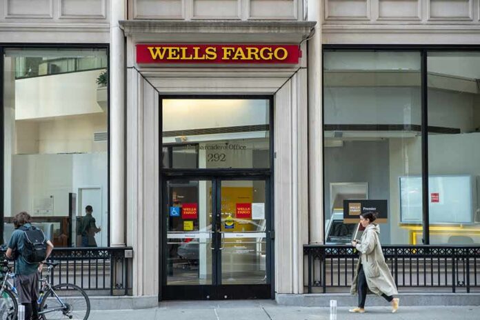 shutterstock_2276807733 Wells Fargo bank branch entrance on a city street