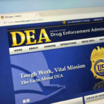 DEA website homepage with gold badge and text