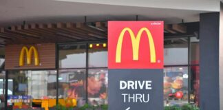 McDonald’s drive-thru sign outside restaurant