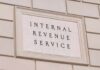 Internal Revenue Service building sign on a stone wall