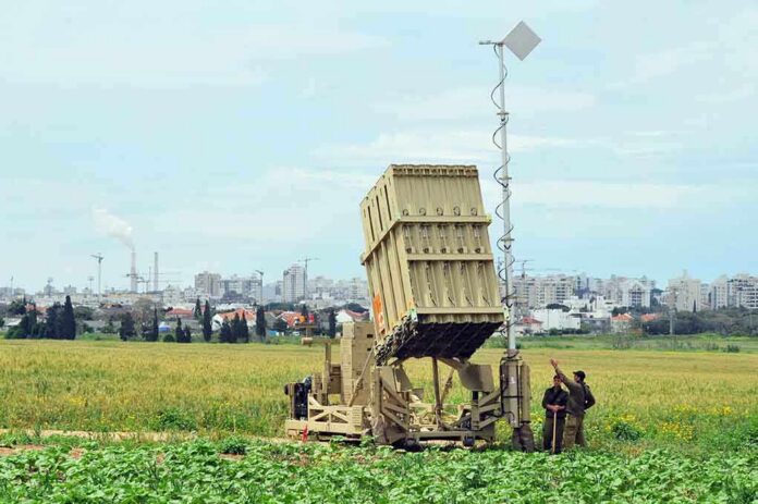shutterstock_115740022 Military defense system deployed in a field with soldiers nearby
