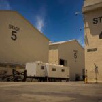 Hollywood Mega-Merger Surges – Prices Next? Film studio stages with numbered buildings and trailer