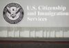 USCIS building sign with DHS seal