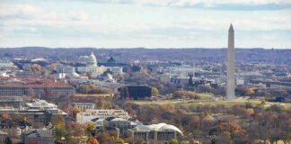 Washington Monument and U.S. Capitol across the National Mall