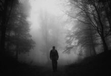 Brutal Hike Murder: Death Penalty Vanishes Hiker walking alone on a foggy forest path