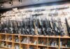 Gun Shop Meltdown Triggers Arrest Wall of rifles and shotguns in a gun store