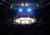 MMA octagon cage under arena lights