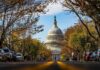 Trump Targets Fed Governor – Career On The Line United States Capitol dome framed by a tree-lined street
