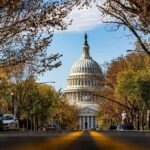 Trump Targets Fed Governor – Career On The Line United States Capitol dome framed by a tree-lined street